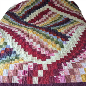 VINTAGE Handmade Multicolored Reversible Quilt